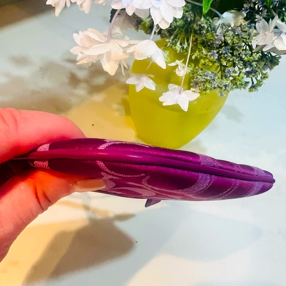 COACH Signature C Jacquard Wristlet with Leather Step and Trim in Purple - Picture 11 of 12